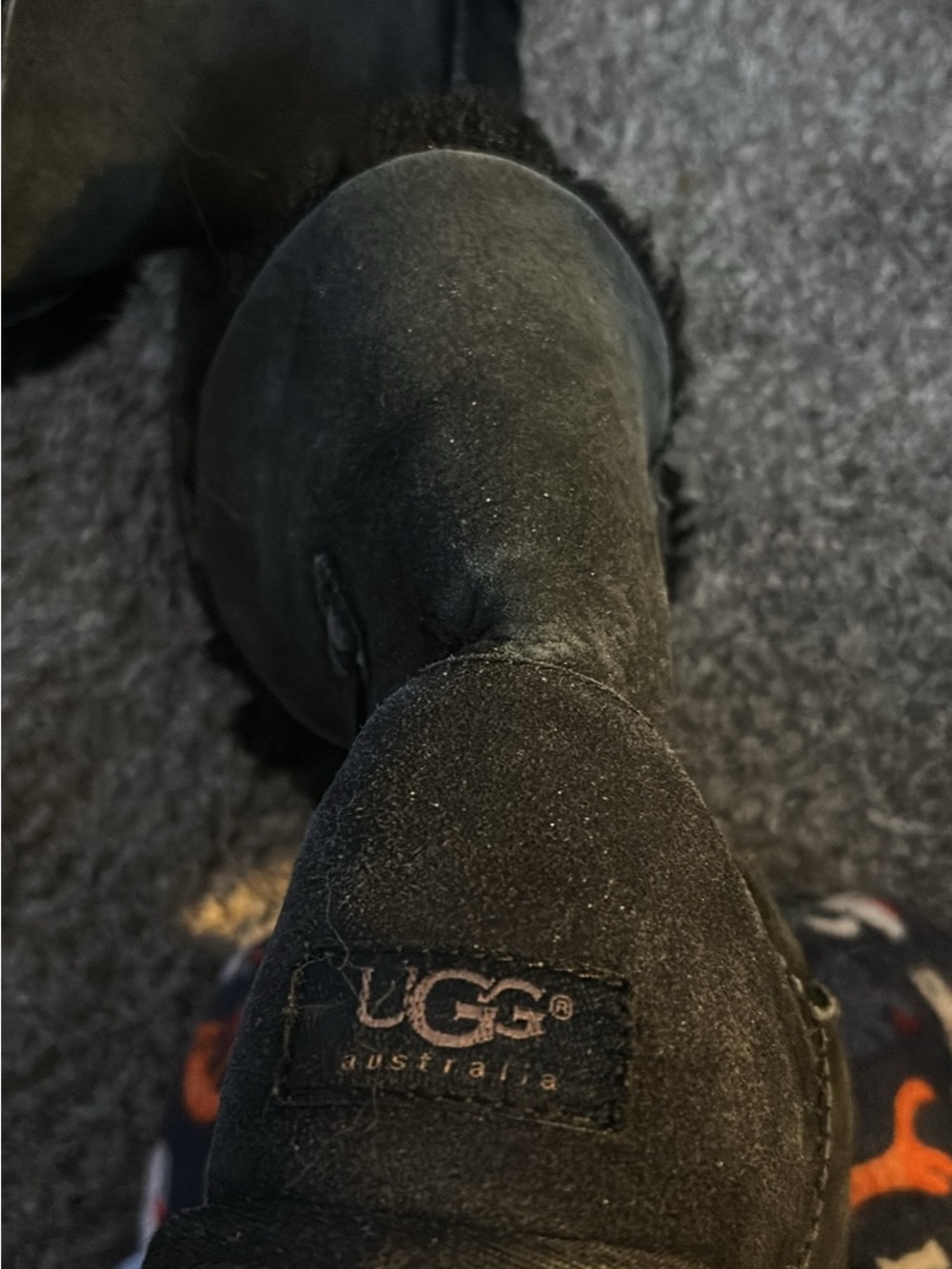 UGG Black Suede Short Shearling Boot